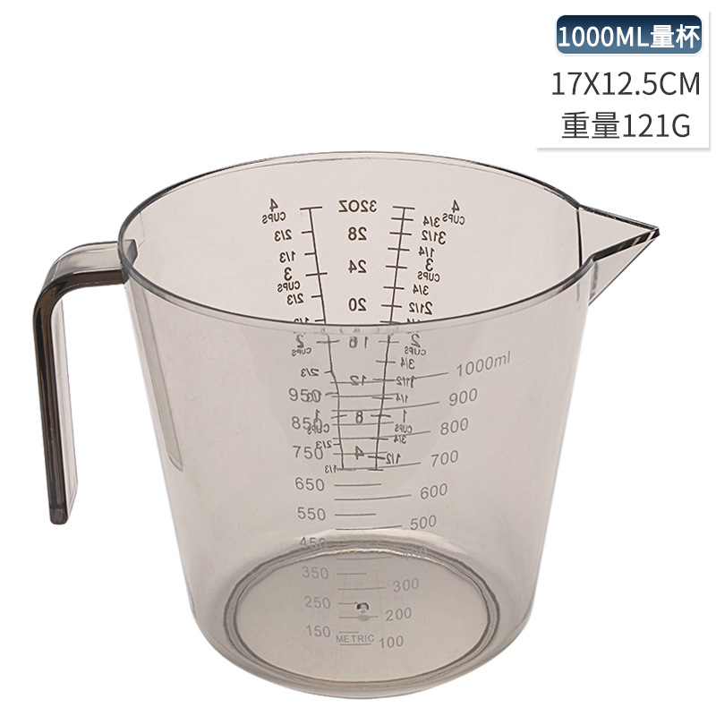 Herramientas para hornear de plástico transparente taza de medición PS taza de medición barril 150/300/600/1000ml Escala de cocina taza
