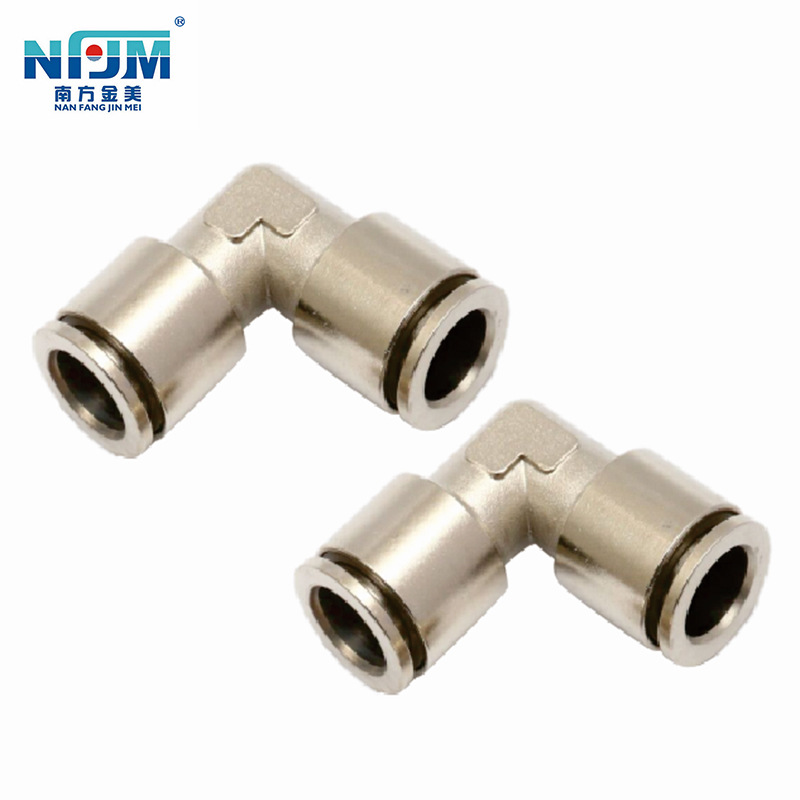 全铜镀镍气管气动快速快插接头PL8-02直角弯头外螺纹耐温高压腐蚀