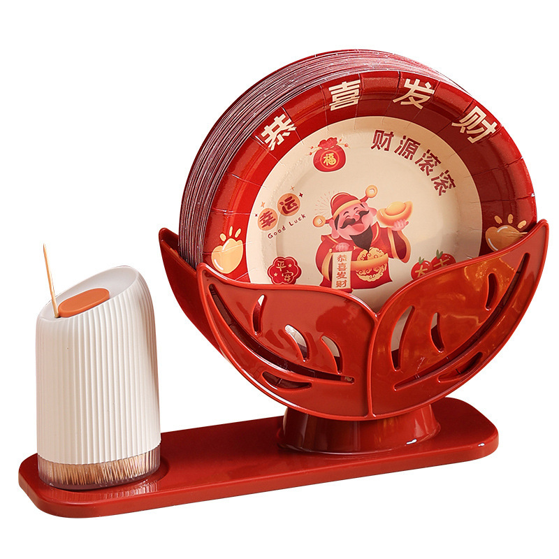 Jieli De Disposable Paper Plates for Parties, Household Use, Cartoon Paper Plates, Creative Popular Nostalgic Bone Plates, Extra Hard Paper Plates Wholesale