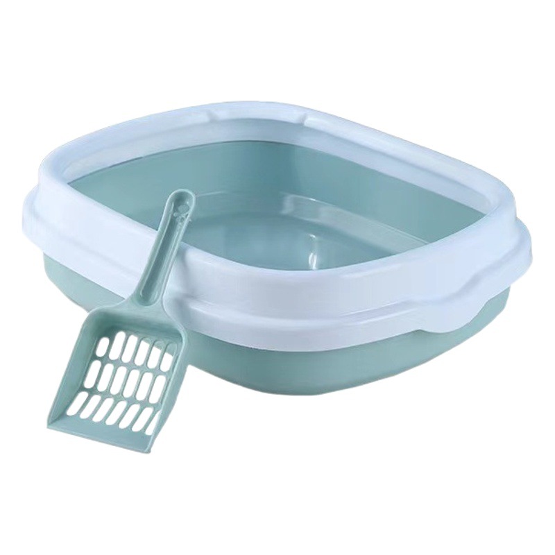 En stock caja de arena para gatos al por mayor semi-cerrado gato inodoro anti-salpicaduras caja de arena para gatos PP Cat Basin suministros para mascotas