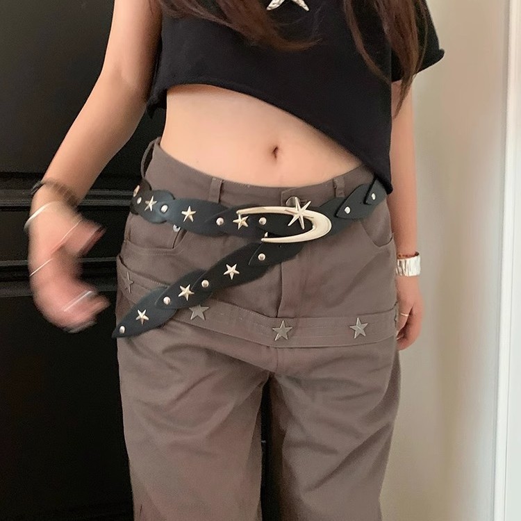 Y2k Spice Girl Star Belt Female Niche Design Sense Subculture Versatile Waist Chain Punk Style Waist Belt Accessories_voghion.com