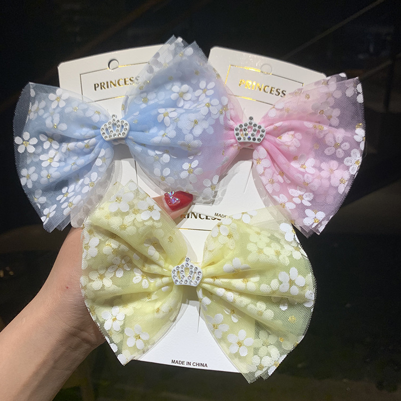Korean Style Net Yarn Crown Bowknot Children's Hair Clip display picture 7