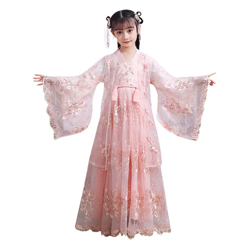 Ханфу для девочек, весенне-летний стиль, детский костюм Тан, древний стиль, платье в сказочном китайском стиле, древний костюм 2025 года, осеннее платье принцессы для девочек.