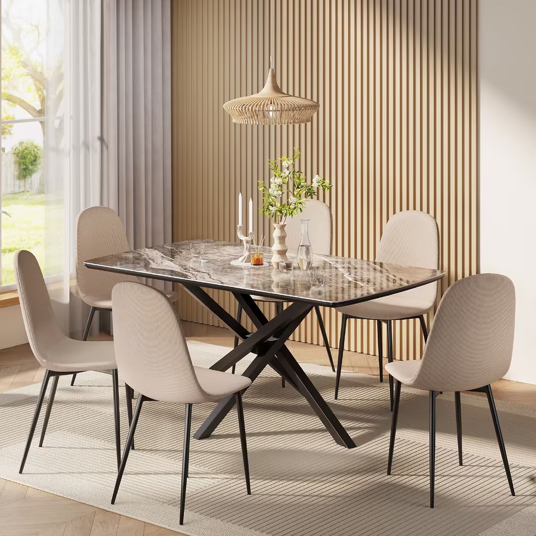 Transfronteriza personalizada nórdica minimalista mesa de comedor taburetes de comedor tela de lino silla de concha silla de red