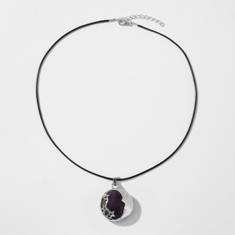 simple star natural stone necklace female retro transparent pendant jewelry