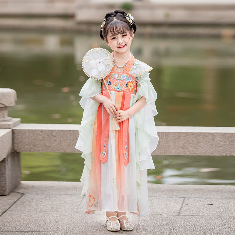 Супер сказочная детская юбка Hanfu 2024 новая девушка древний стиль Тан костюм гучжэн