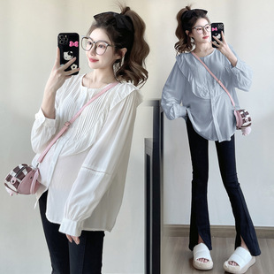2025 New Pregnant Women's Shirt Early Spring Loose Slimming Fashion All-match High-end Elegant Trendy Mom's Shirt Top