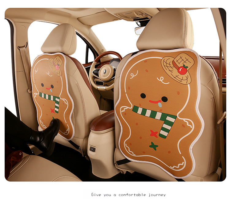 Gingerbread Man Anti-Kick Pad for Car Back Seat, Anti-Kick and Anti-Dirt Pad for Children, Universal Seat Protector for Car Interior
