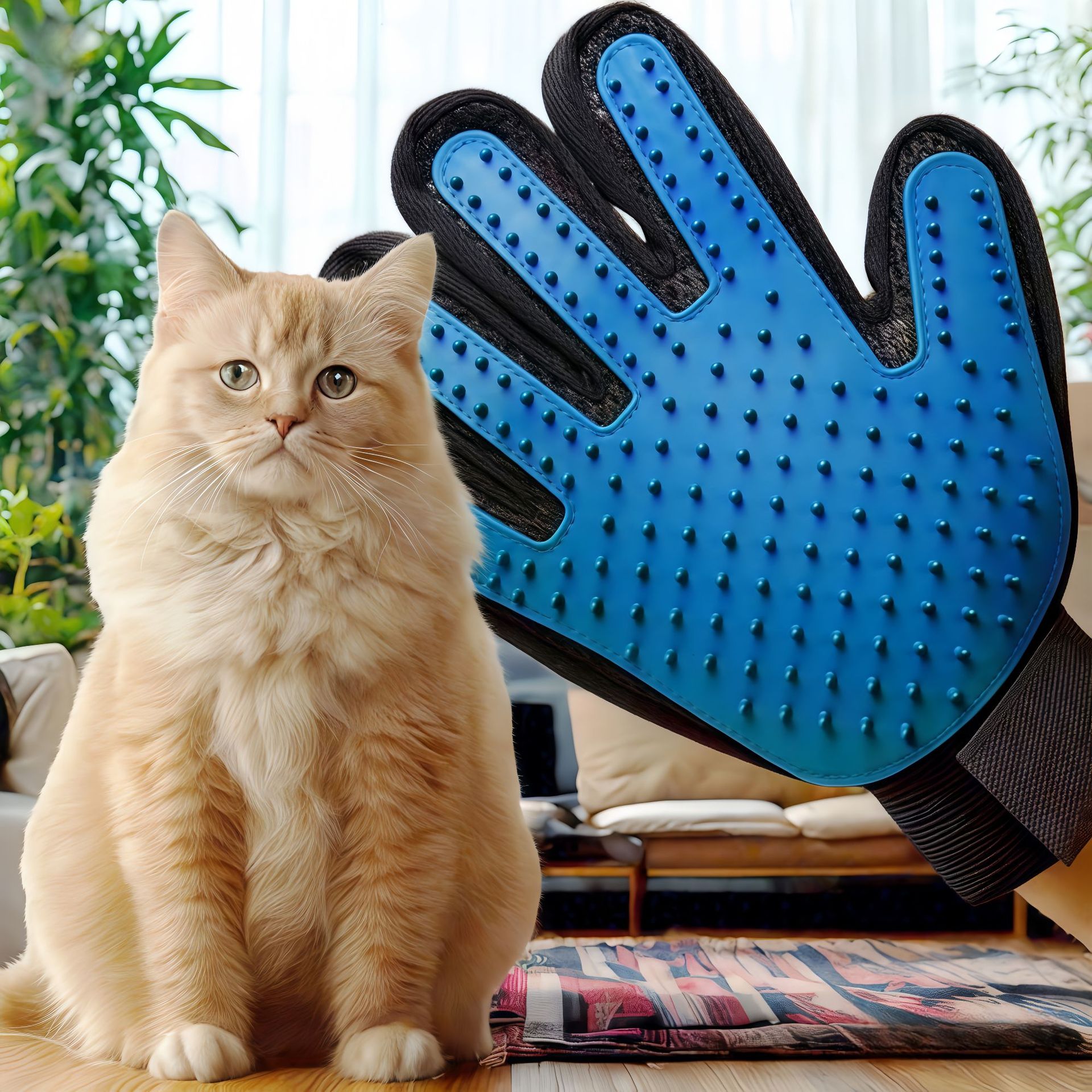 Guantes para gatos Masaje para eliminar el pelo flotante Suministros para gatos Guantes para depilación Limpieza de belleza Peine de silicona para mascotas