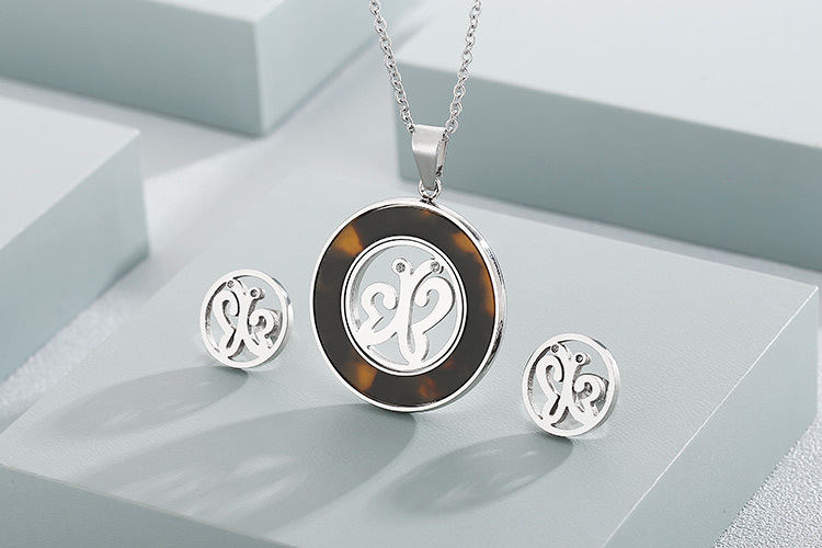 new fashion stainless steel clavicle chain necklace earrings sets accessories