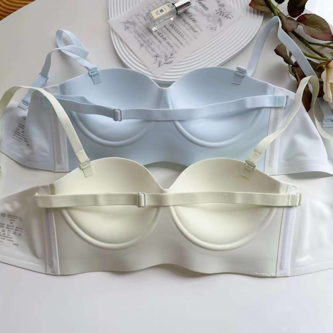 1003 original cómico oso pequeño pecho grueso recogido ropa interior de pecho redondo sin tirantes sujetador de color caramelo de tubo antideslizante