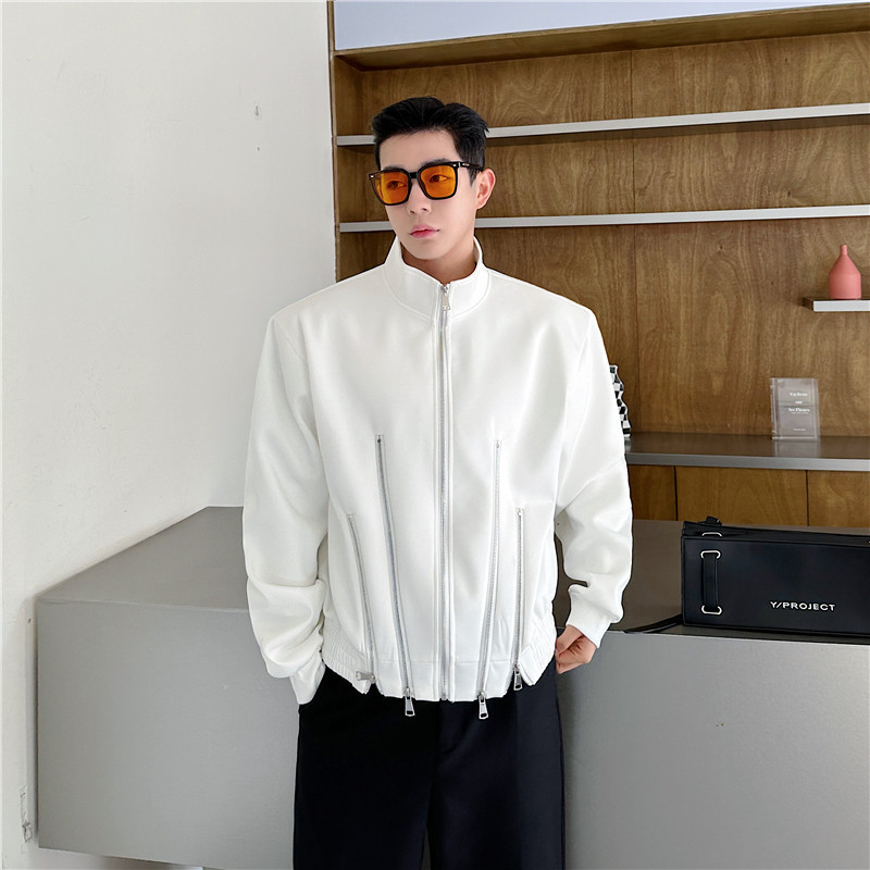 24 Autumn New Fashion Fashion Personality Multi-zipper Design Short Jacket T218-P140 White
