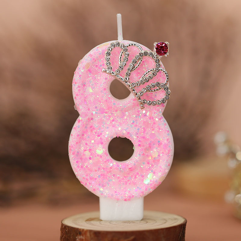 Corona digital rosa vela de cumpleaños mercancía transfronteriza temu amazon shein pastel decoración vela creativa