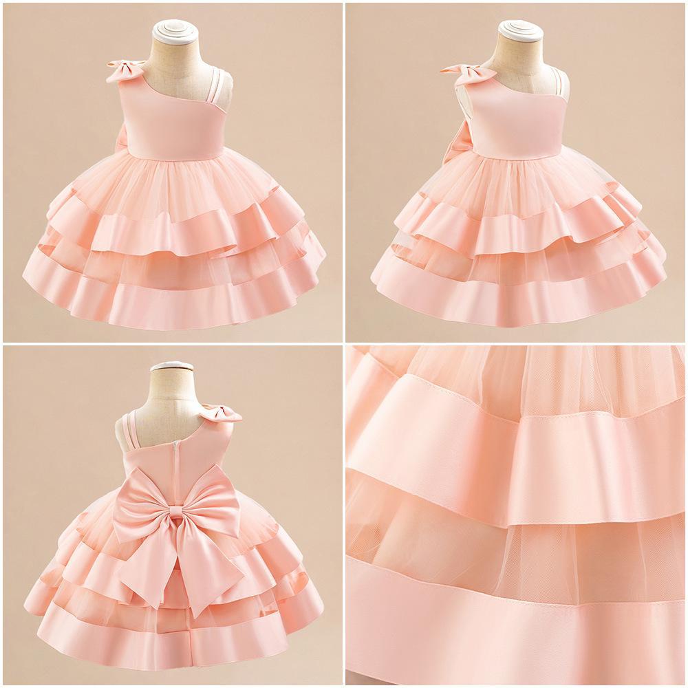 Amazon nuevo vestido de boda infantil niñas un hombro florista espectáculo vestido de princesa niñas pequeña ropa de cumpleaños