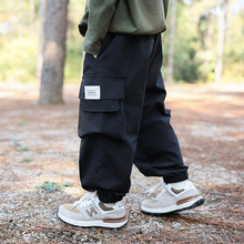 棉质斜纹耐磨男童裤子潮孩加绒工装裤春秋款2025新款中大儿童休闲