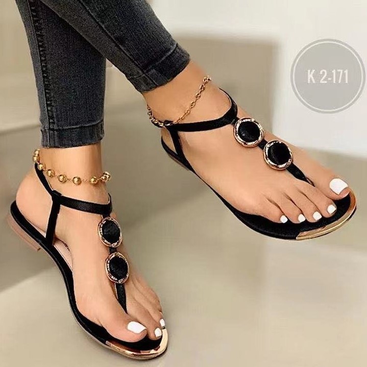 Plus Size Women's Flat Sandals Summer New Style Lightweight Flip Flops European American Beach Sandals_vogvips.com