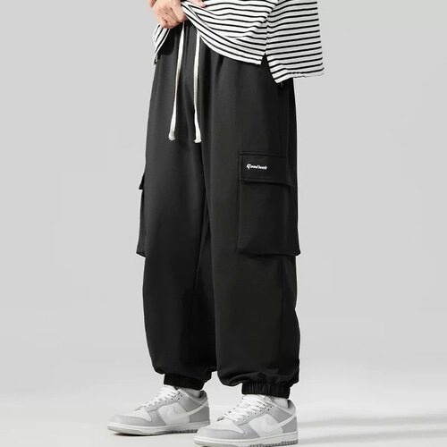 Overalls, men's spring and autumn, slung pants, trendy wide-leg casual pants, large size loose pants, men's pants