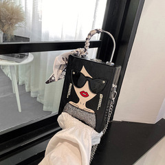 Bags包包女士2024歐美時尚個性眼鏡美女單肩包時尚流蘇斜挎盒子包