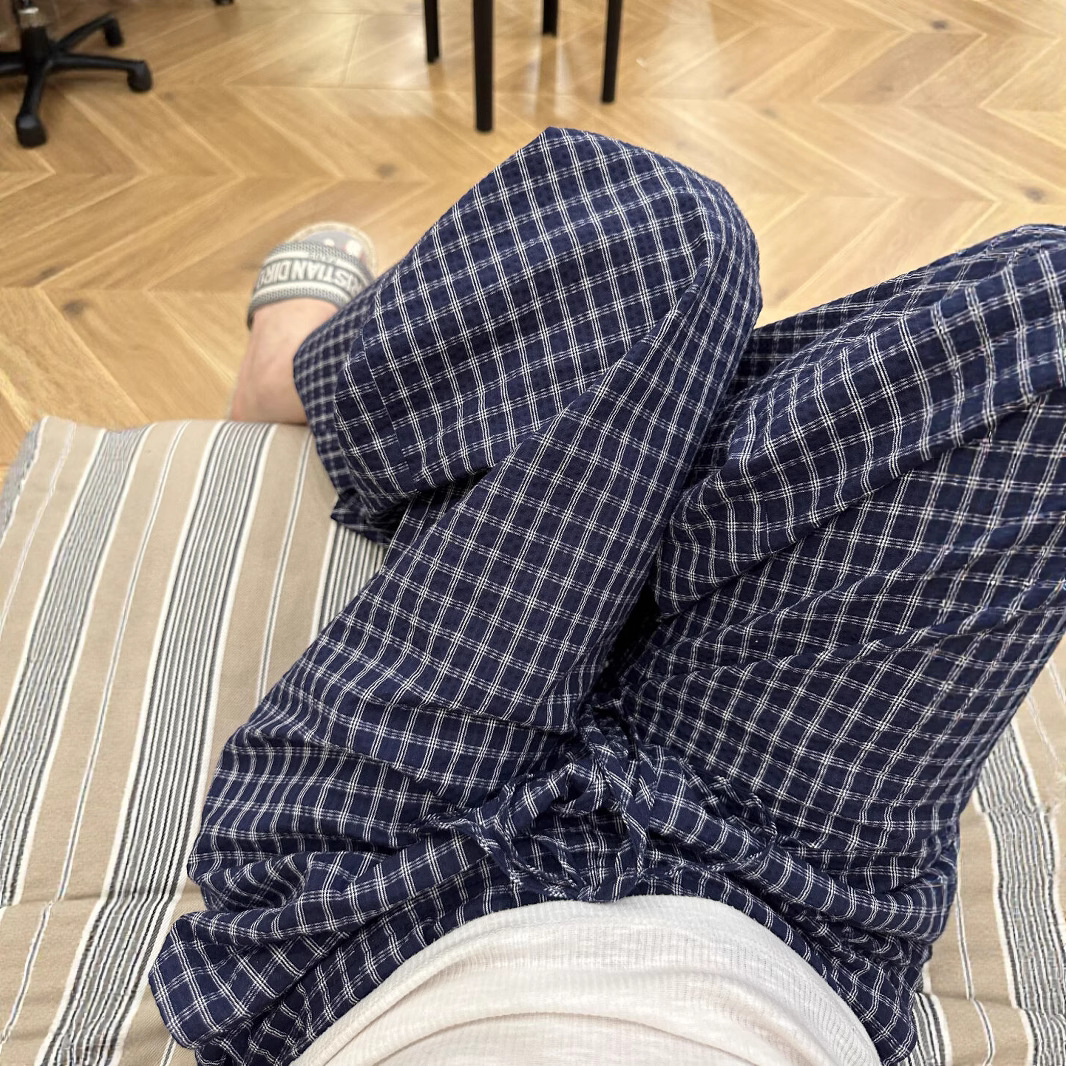 Retro blue colored summer sports trousers