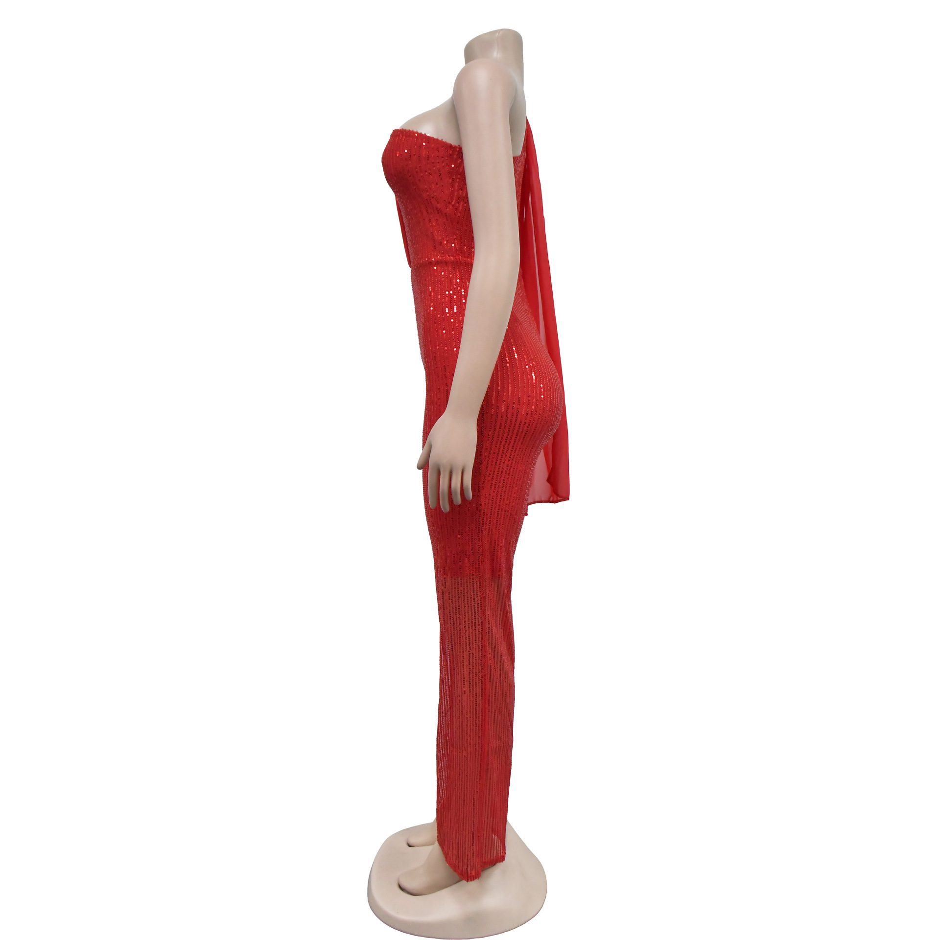 Women's Banquet Cocktail Party Bodysuits Sexy Glittery Solid Color Full Length Sequins Jumpsuits display picture 51