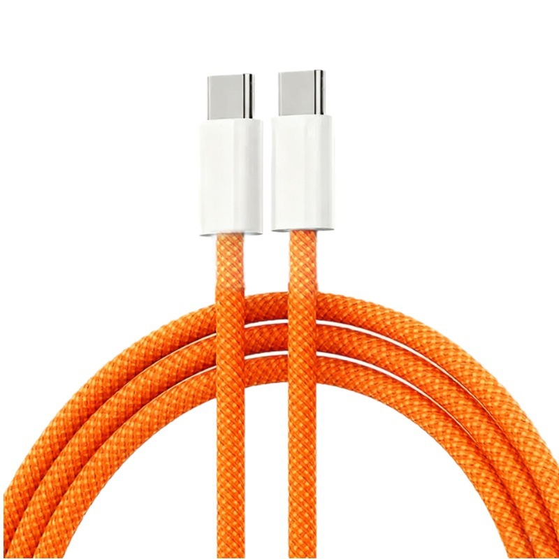 Nuevo cable de datos trenzado Apple 17promax naranja PD60W doble cable de carga rápida tipo-c