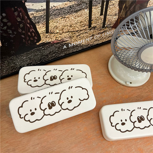 Original model!  Ins style cute bear glasses case cream portable anti-pressure glasses storage box couple model