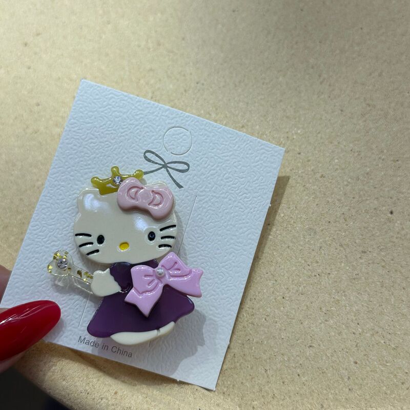 新しいオリジナルデザインのキティ猫プリンセス魔法の杖かわいい絶妙なサイドクリップ酢酸ドットドリル女の子のヘアピン|undefined