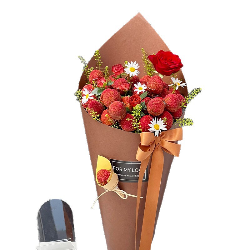新しいライチブーケバケツ DIY 花束包装紙手装飾花包装紙フルーツスナックバッグフラワー紙|undefined