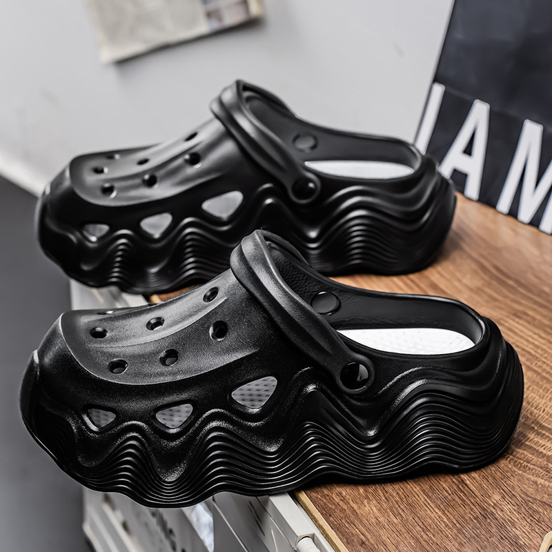 Croc Shoes Men's New Summer Thick-Soled Toe-Toe Slippers Casual Two-Wear Fashionable Outdoor Beach Sandals