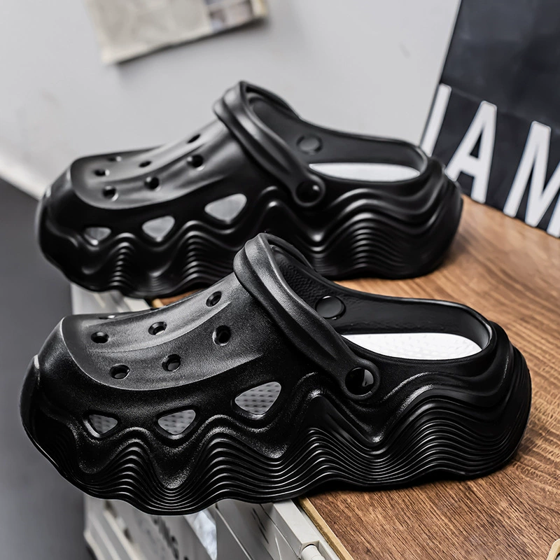 Мужские летние шлепанцы Croc на толстой подошве, повседневные, модные, для пляжа и улицы, двойной вариант.