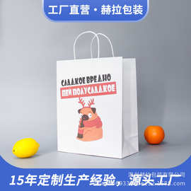 现货彩色牛皮纸手提袋服装购物纸袋餐饮外卖打包袋礼品袋印刷logo
