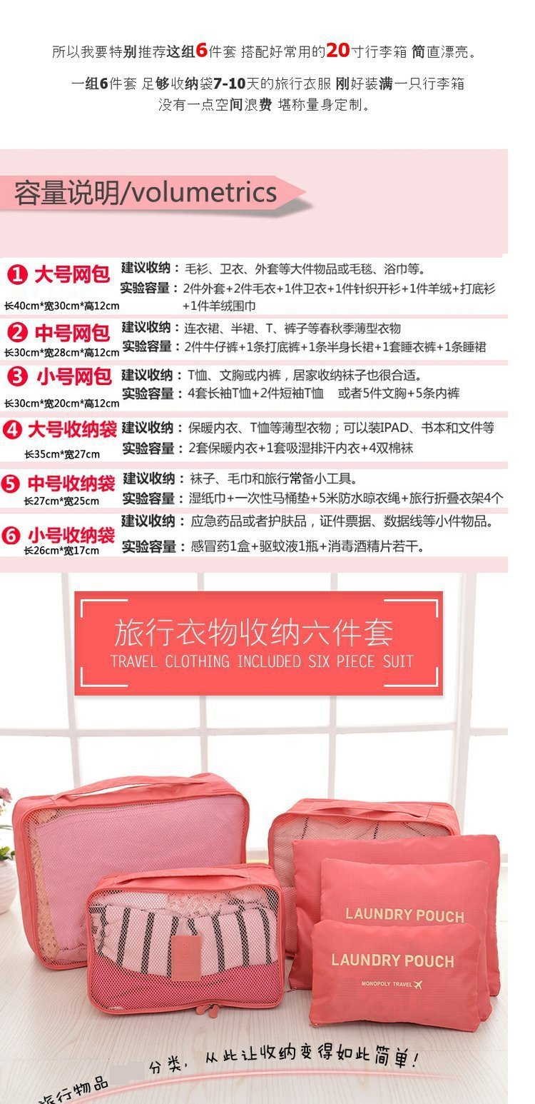 跨境衣物收纳套装牛津布便携6件套旅行用品行李箱收纳袋六件套详情7