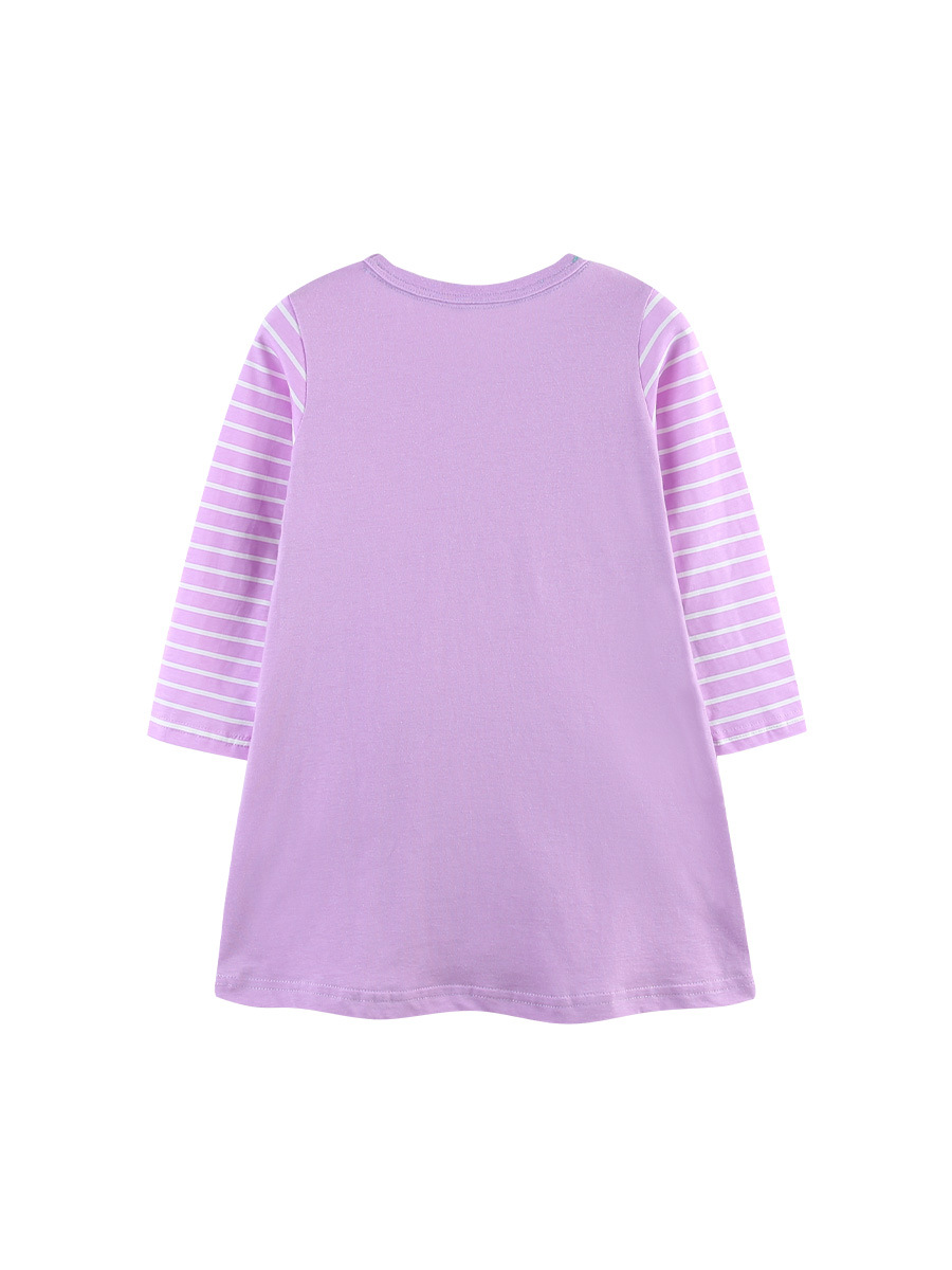 Europa y América de moda falda de niños otoño nuevo vestido de niñas de cuello redondo bordado de algodón de punto falda de mangas largas