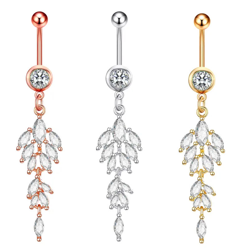 Anello con zircone lucido a forma di occhio di cavallo, gioiello per piercing alla moda, creativo, a forma di foglia d'albero_voghion.com