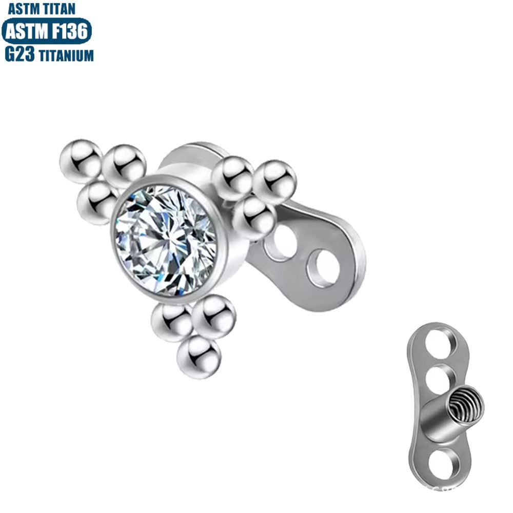 Pointed labret stud close-up product detail