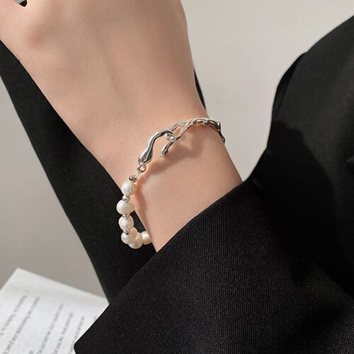 Baroque Abalone Freshwater Pearl Bracelet with Tree Branch Texture Pearl Clasp Korean Style Personality Fashion Influencer Jewelry