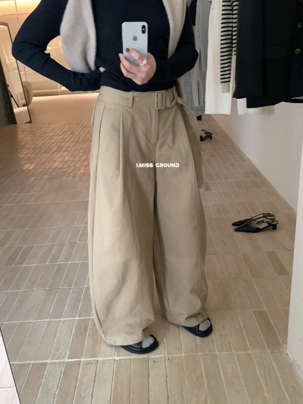 imiss2025秋季新款韩系设计感腰带休闲裤女百搭显瘦阔腿裤长裤子|undefined