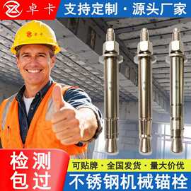 卓卡不锈钢后扩底机械锚栓 201 304自扩孔式 A4-80  单管双管螺栓