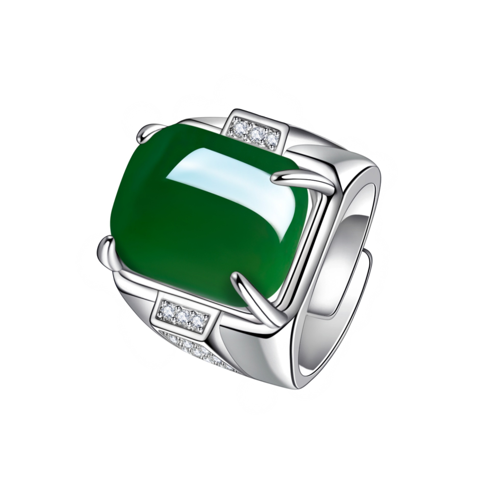 Square agate retro ring jade