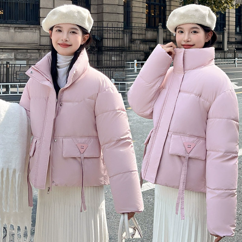 Сплошной цвет иностранные новые короткие пуховые хлопчатобумажные женские топы свободные хлебные зимние куртки
