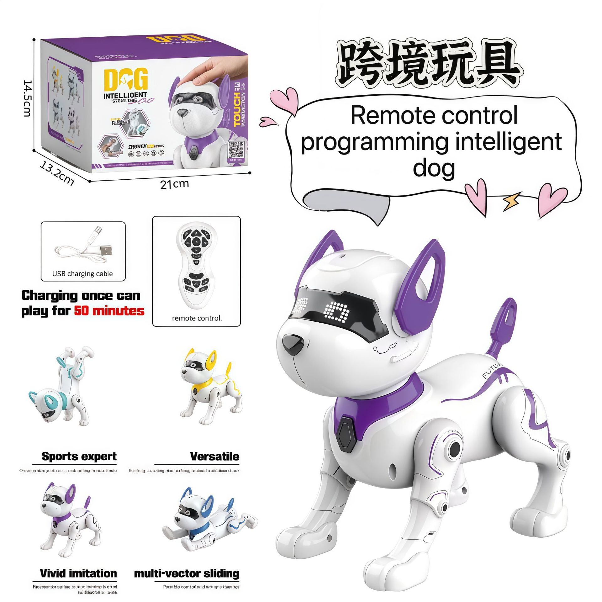 Acrobacias transfronterizas programación inteligente robot perro multifuncional táctil control remoto perrito juguete de inducción eléctrica para niños