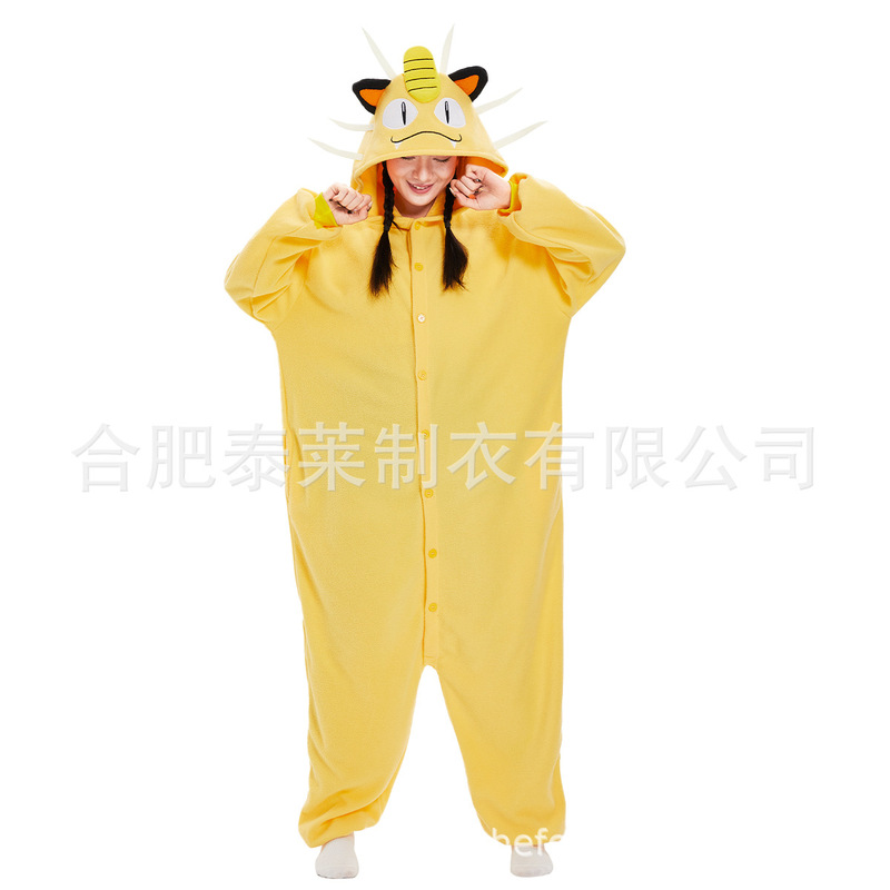 Cross-Border Cartoon Couple Style One-Piece Pajamas, Cat-Like Adult Clothing, Casual Loungewear, Foreign Trade, Warm and Comfortable