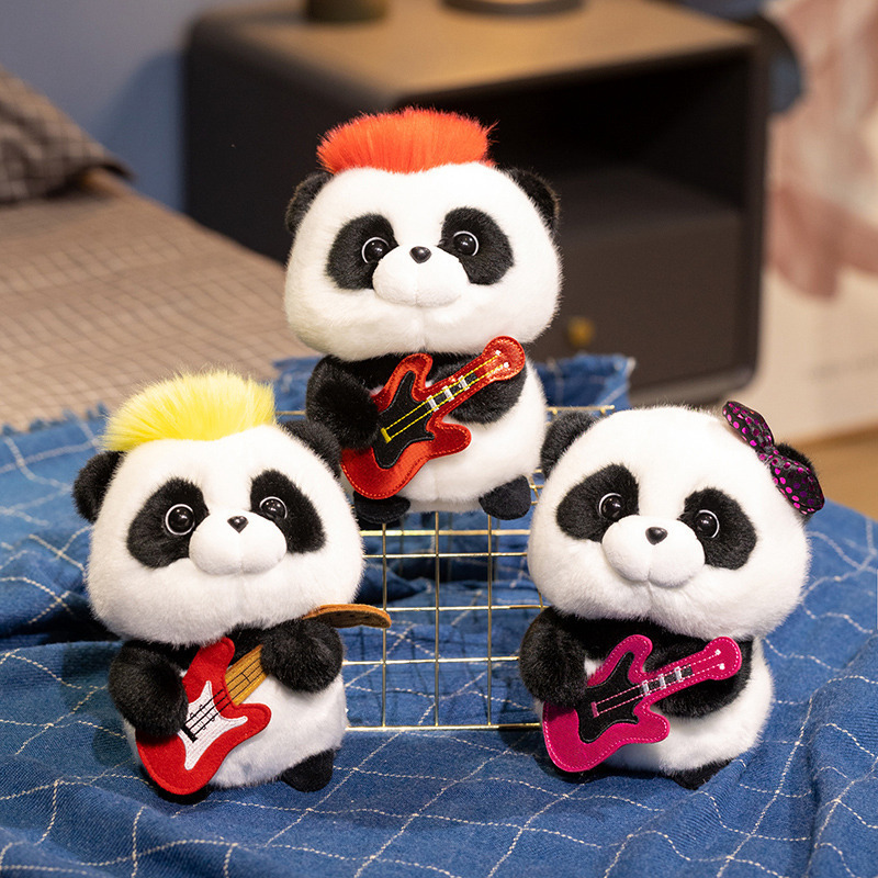 Nuevo creativo lindo música panda muñeca instrumento guitarra panda muñeca tela muñeca regalo de vacaciones para niños image 1