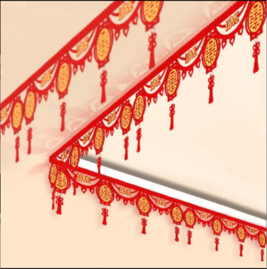 Marriage Celebration Supplies Brand New Room Wedding Room Living Room Decoration Double Happiness Characters Flower Garland Bedroom Arrangement Wall Side Double Happiness Set