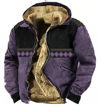 Ropa de invierno engrosada con forro polar transfronterizo Forro de doble capa de Santa Claus Chaqueta acolchada de algodón de terciopelo grueso Cremallera Bolsa de excavación Chaqueta acolchada de algodón cálido