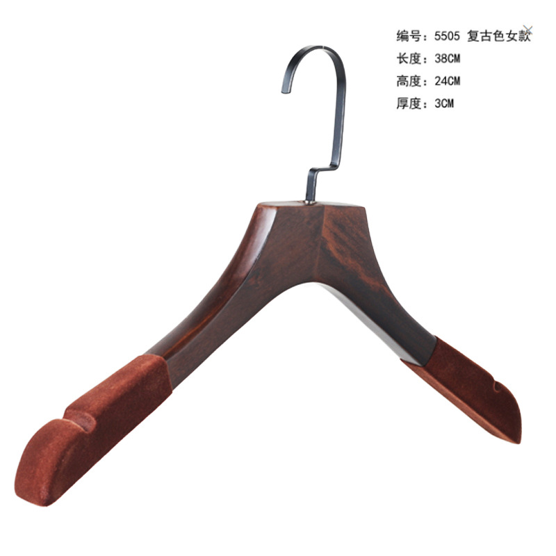 四喜の木のハンガーのスーツの服の棚の卸売りの広い肩の滑り止めの木製の服は高級な厚いケヤキの木の服の支えを掛けます。