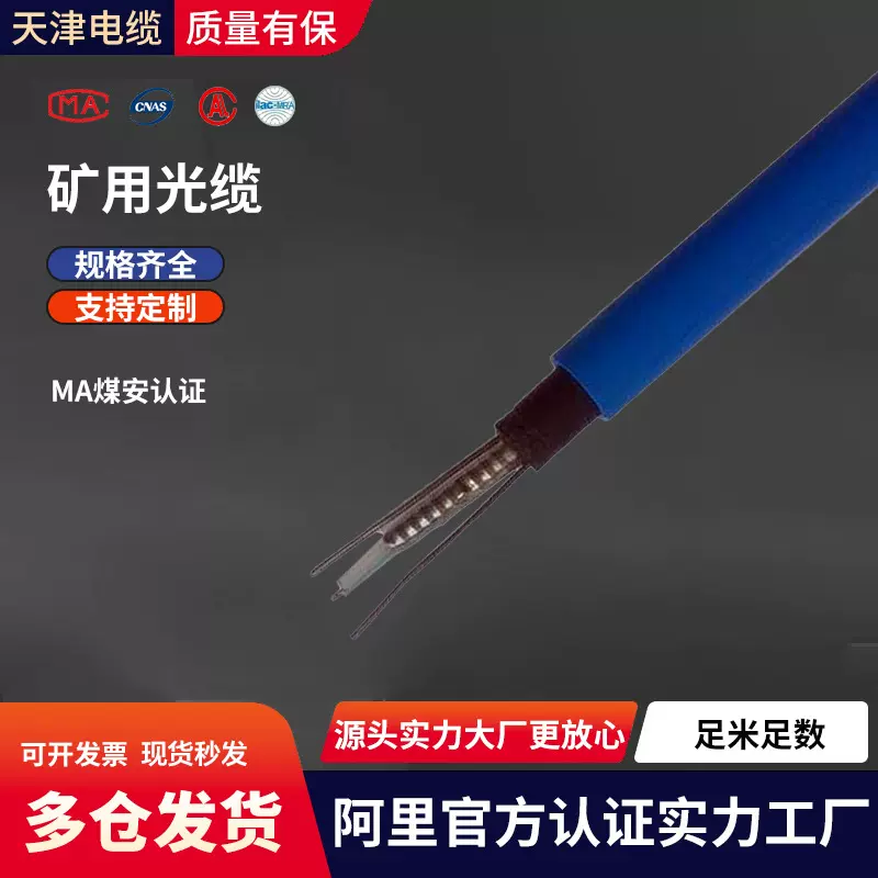 天津电缆 矿用光缆MGTSV-4B1 4/6/8/12/24芯 煤矿用阻燃铠装光纤