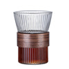 Vertical striped single -layer glass cup hand rushing coffee cup thermal ring heating wood ring high boono, silicon flower tea bubble tea cup home breakfast cup