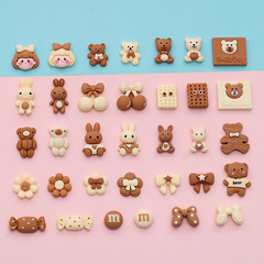 Matte sanding cartoon rabbit and bear simulated biscuit creative cream adhesive phone case DIY materials