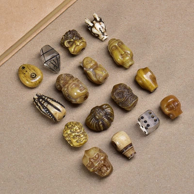 Xizang-Style Yak Bone Carving Accessory DIY Semi-Finished Three-Way Cloud Pendant Spacer Bead Waist Bead Jewelry